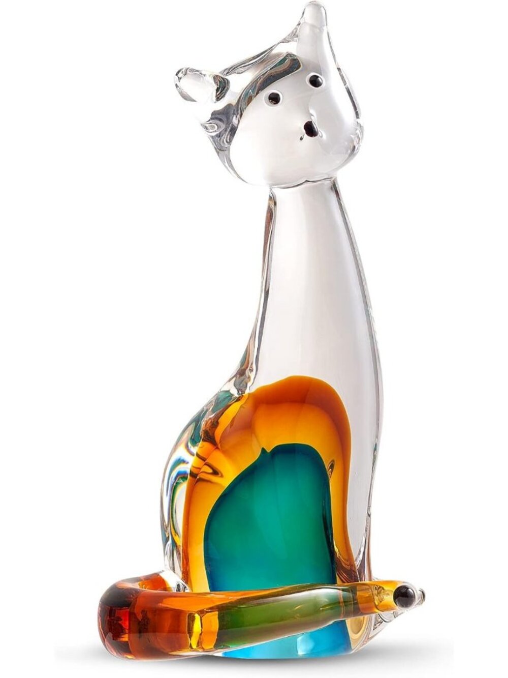 Unique Hand Blown Glass Cat Figurine | Home Decor Animal Ornament | Gift Idea